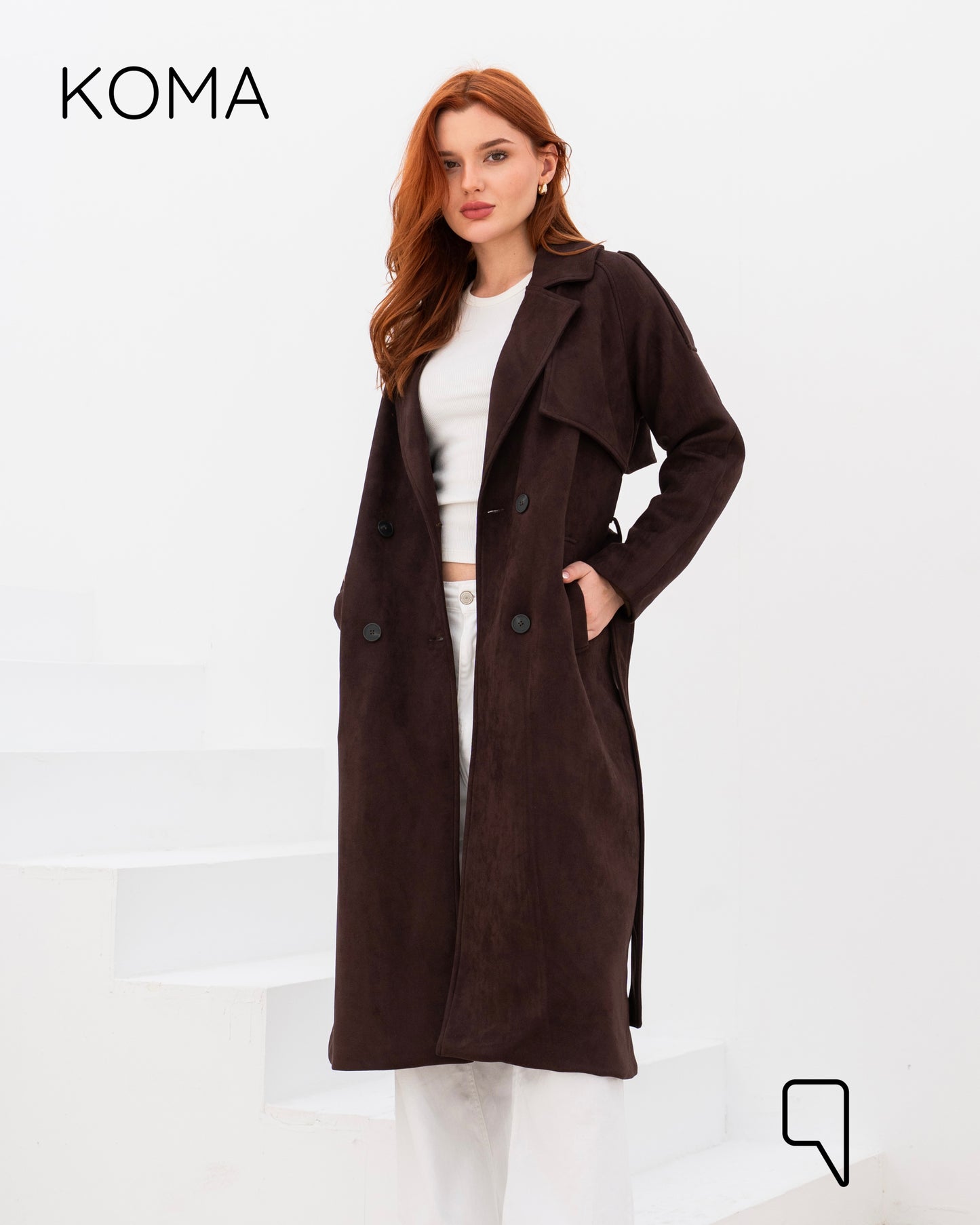 Lydia Double Breasted Trench Coat - Brown