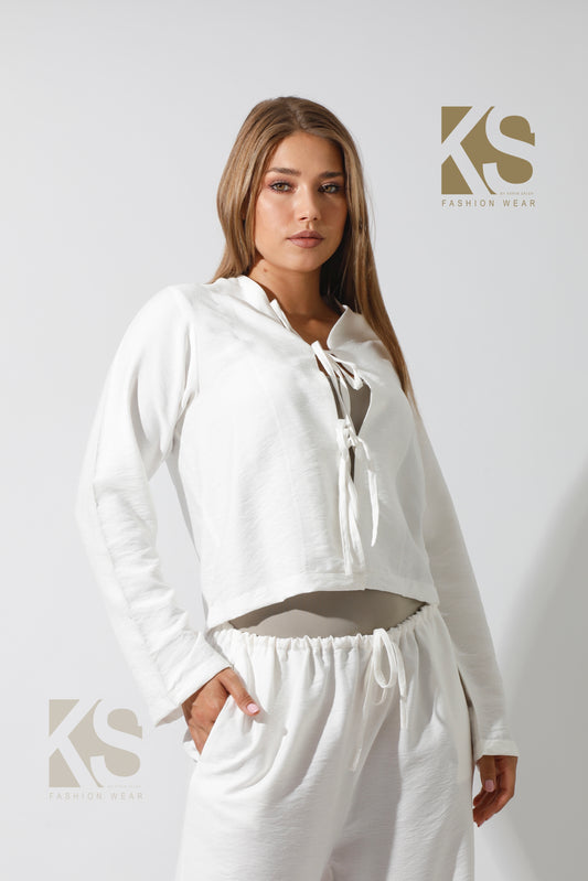 Co-Ord Short Cardigan - White