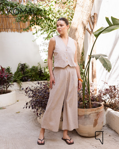 Judy Blend Waistcoat Jumpsuit - Beige