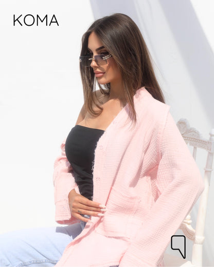 Greta Crincle Shirt - Pink