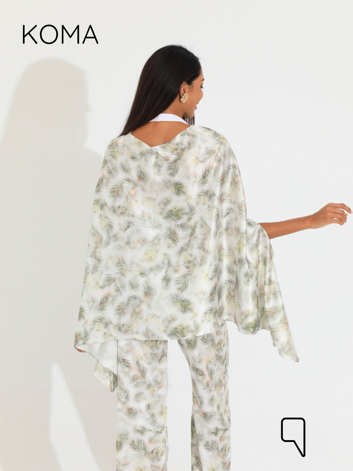 Celeste Satin Butterfly Blouse - Multicolored Olive