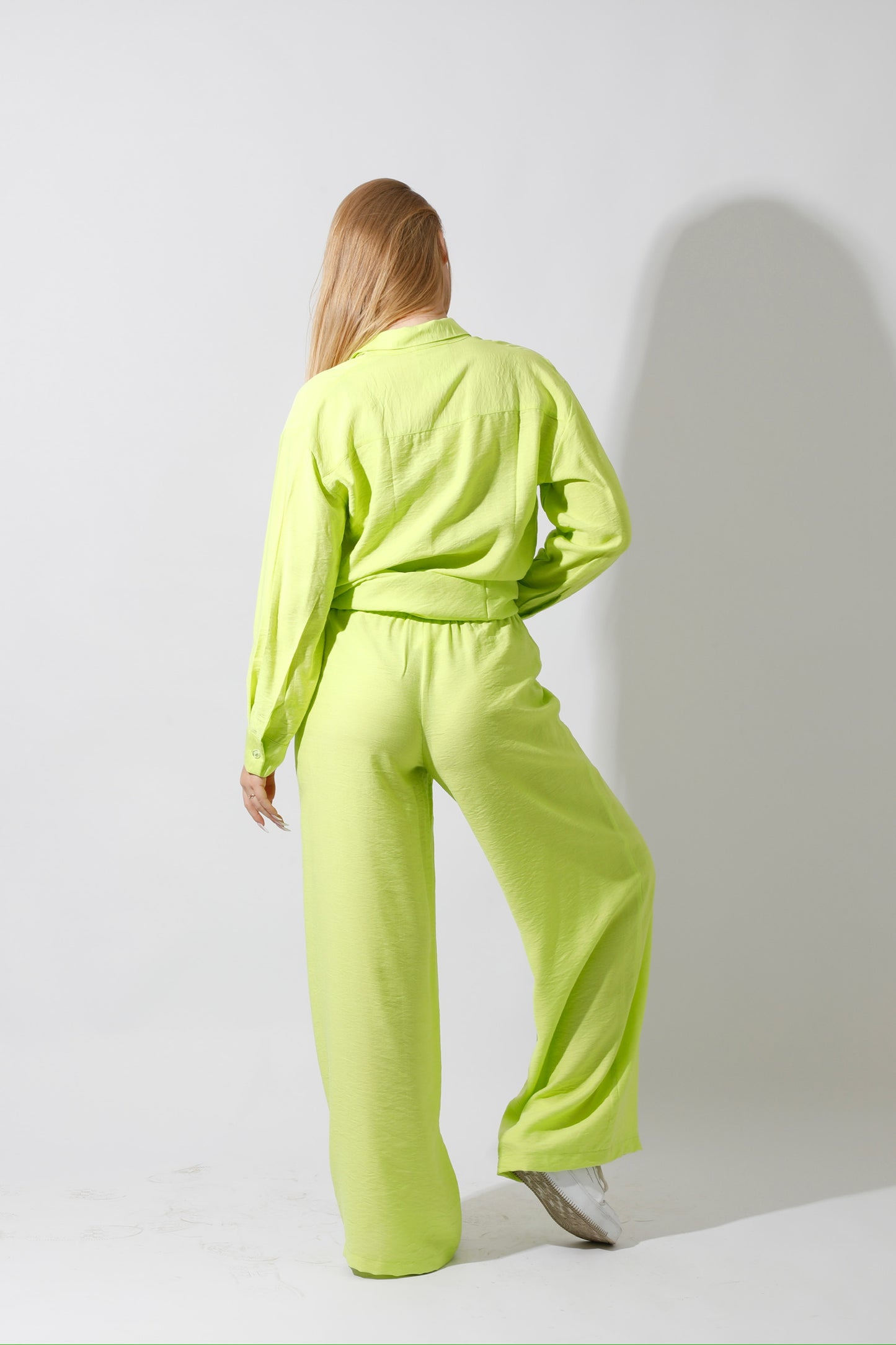 Co-Ord Long Sleeves Shirt - Lime Green
