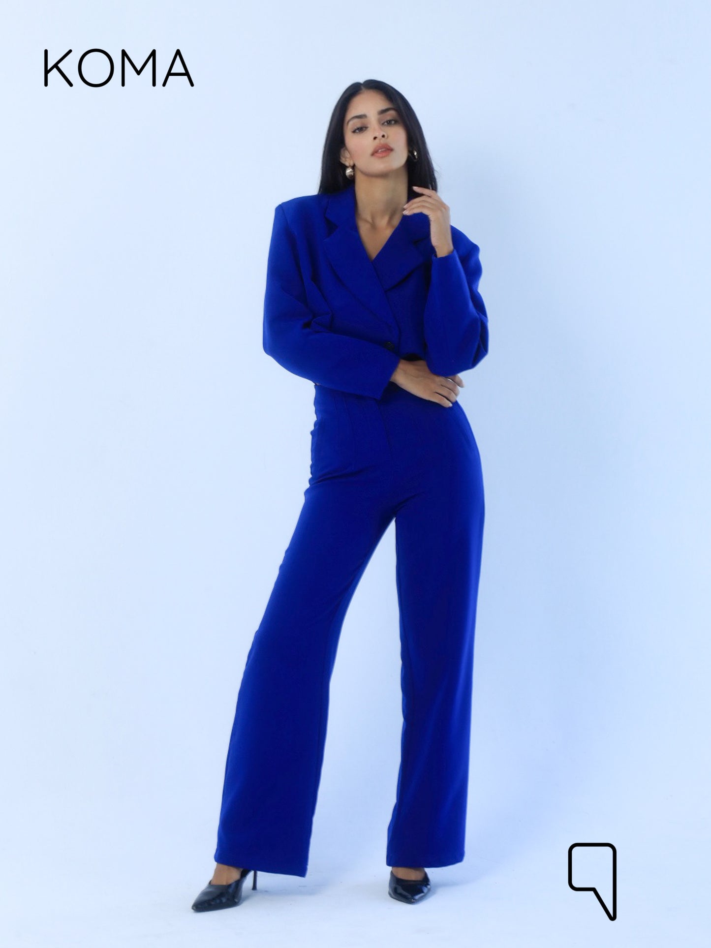 Uma Cropped Blazer - Electric Blue