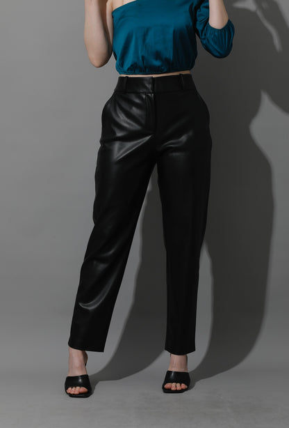 Leather Chino Trousers - Black