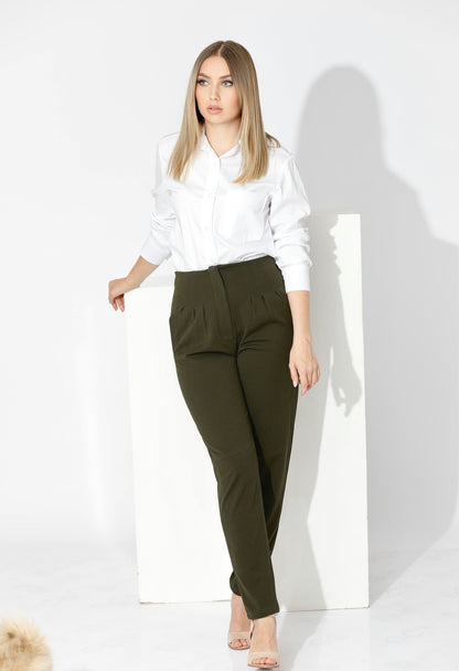 High Waist Trousers - Olive