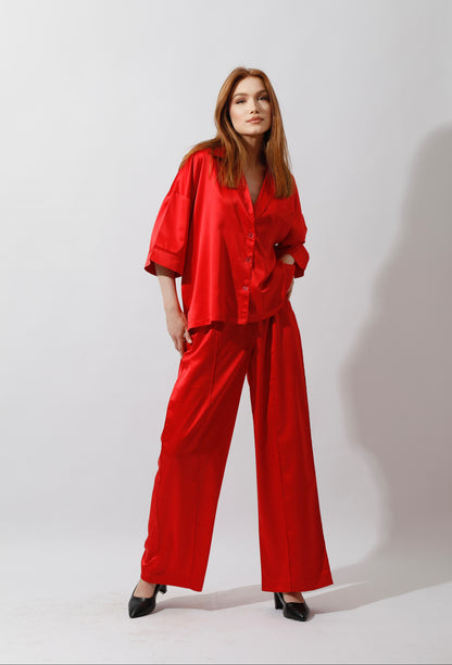 Co-ord Satin Set - Red