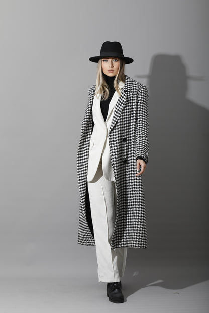 Tweed double breasted Coat - Black&White