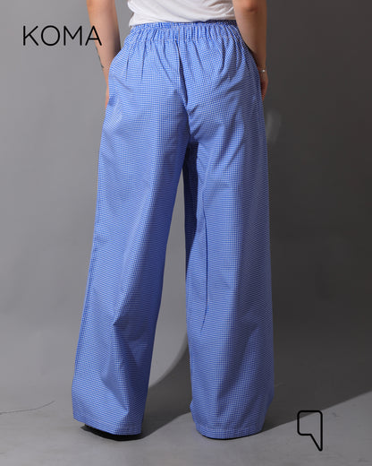 Plaid Straight Leg trousers - Plaid Baby Blue