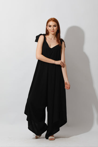 Tied Up Lose Jumpsuit - Black