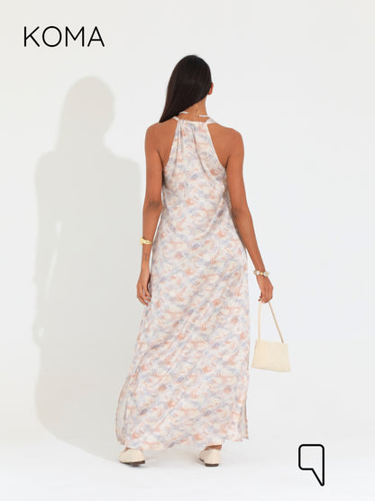 Paulina V Neck Maxi Dress - Multicolored Pink