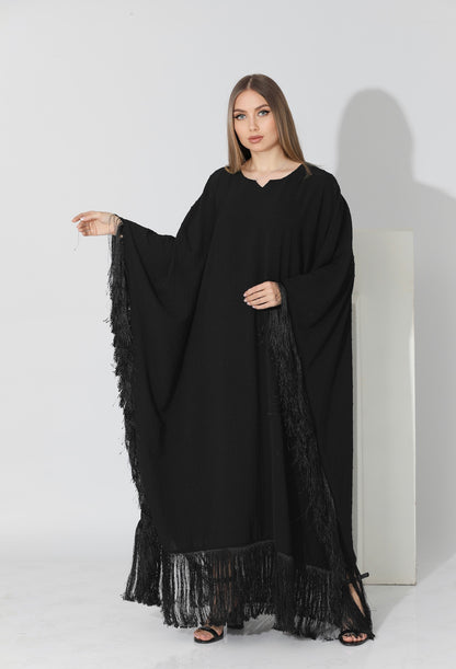 Fringed Maxi Dress - Black
