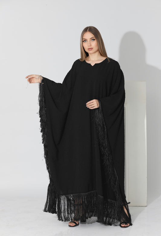 Fringed Maxi Dress - Black