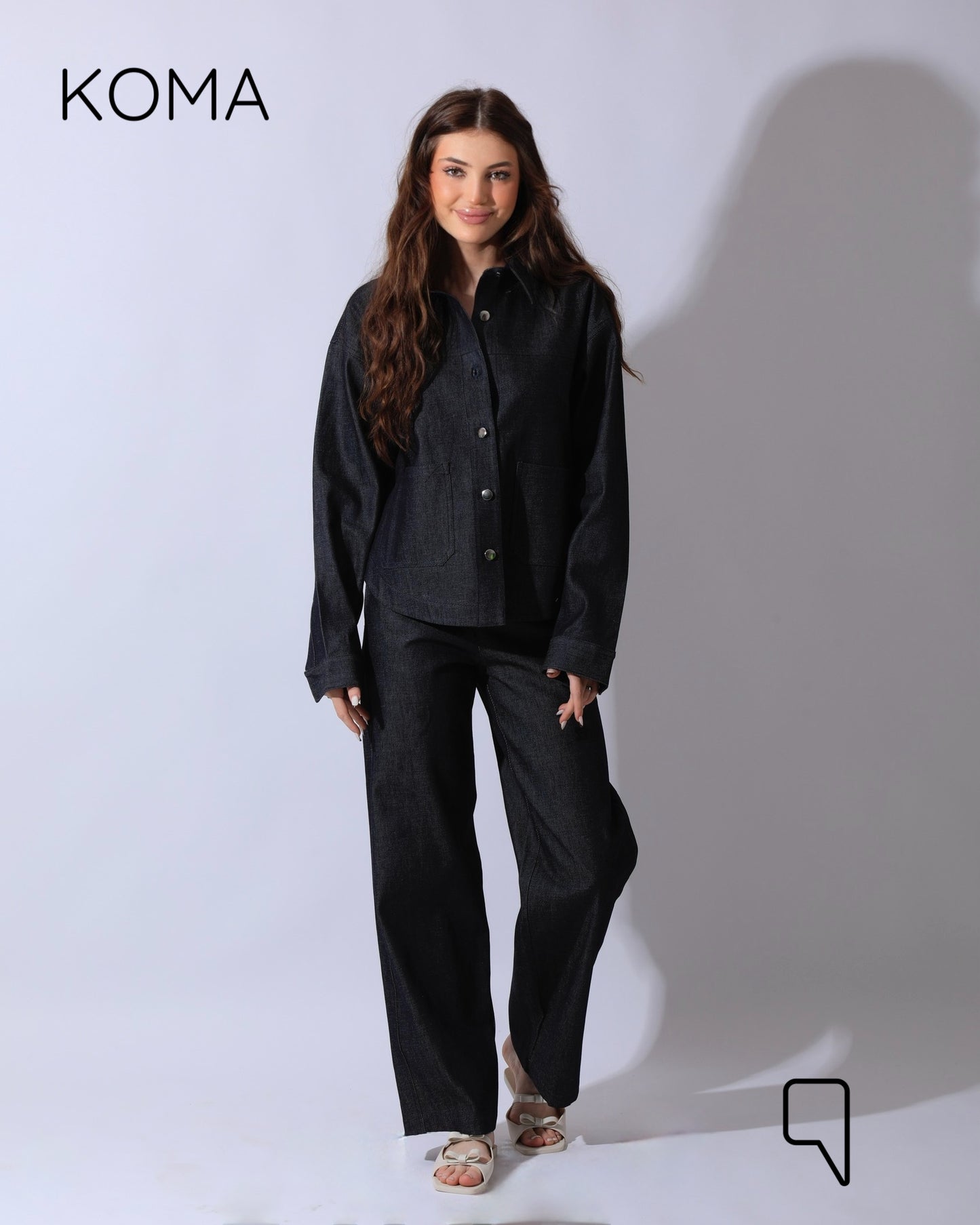 Juliette High-Waist Straight-Leg Trousers - Navy