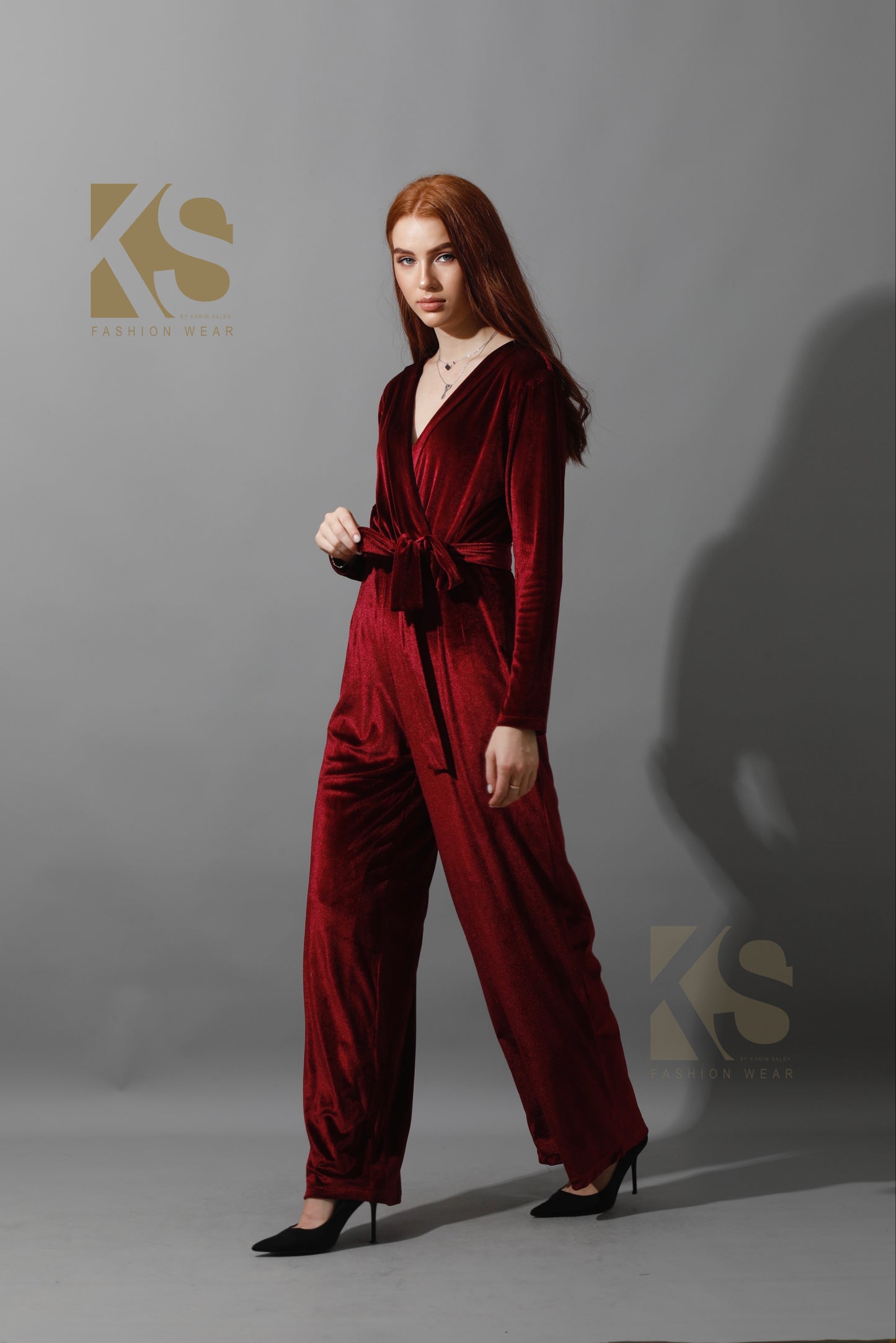 Wrapped wide leg Jumpsuit- Maroon