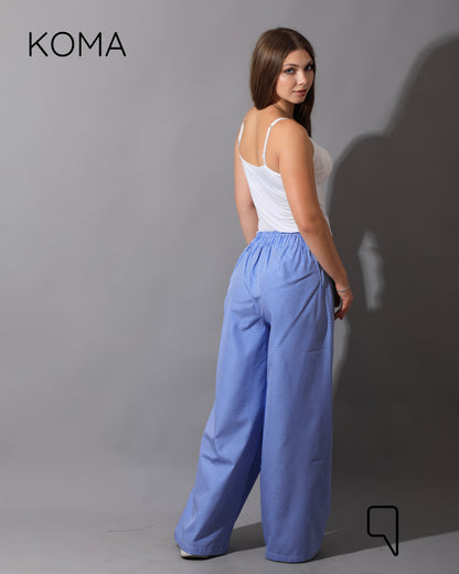 Plaid Straight Leg trousers - Plaid Baby Blue