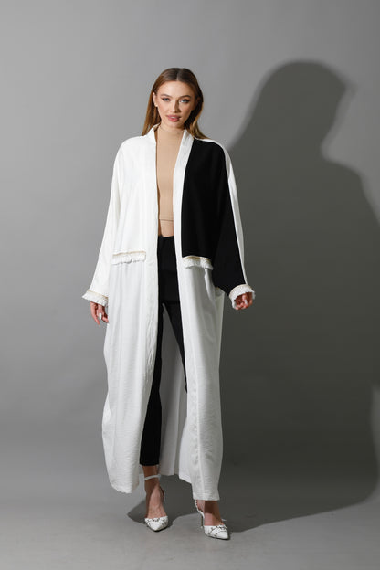 Lose Double Color Kaftan - White X Black