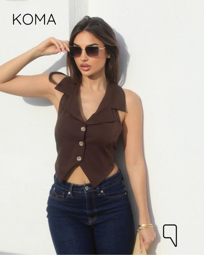 Beccy Backless Formal Vest - Brown