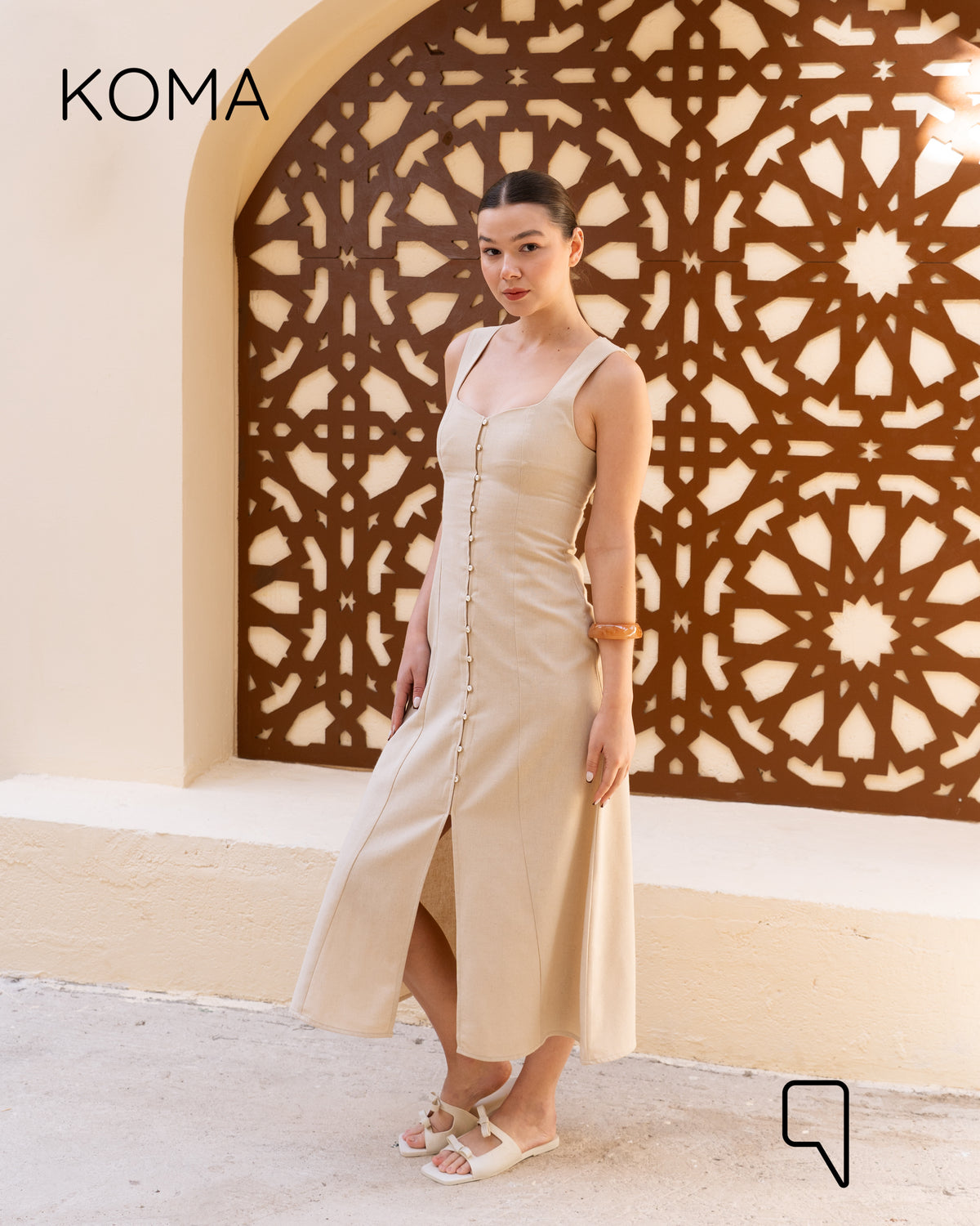 ivanna Midi Blend Dress - Beige