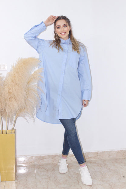 Oversized Shirt Dress - Baby Blue