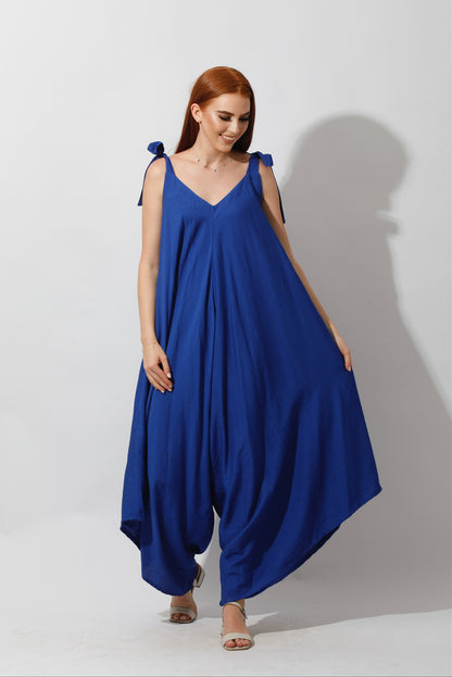 Tied Up Lose Jumpsuit - Electric Blue