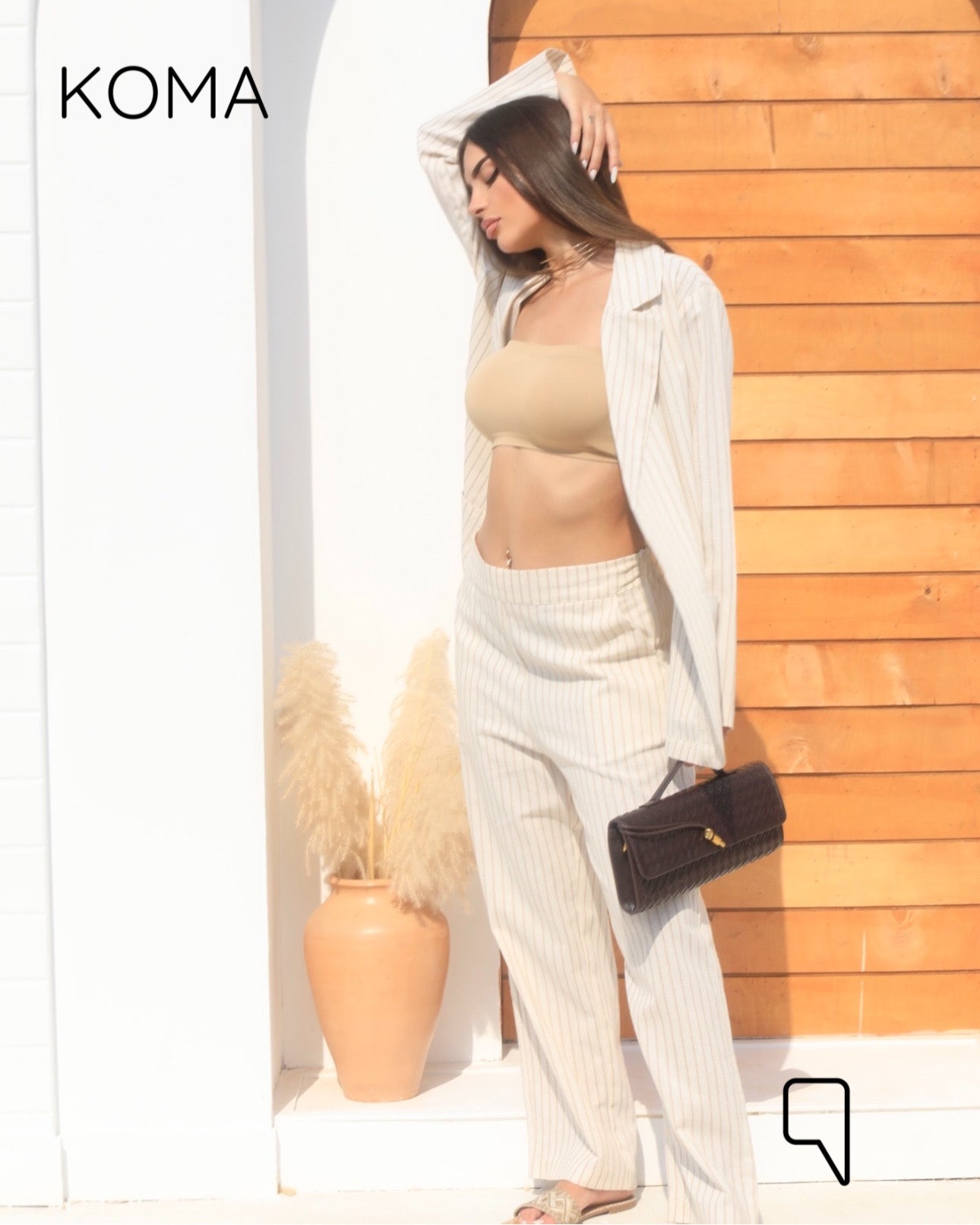 Candice Stripped Light Suit - Brown