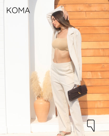 Candice Stripped Light Suit - Brown