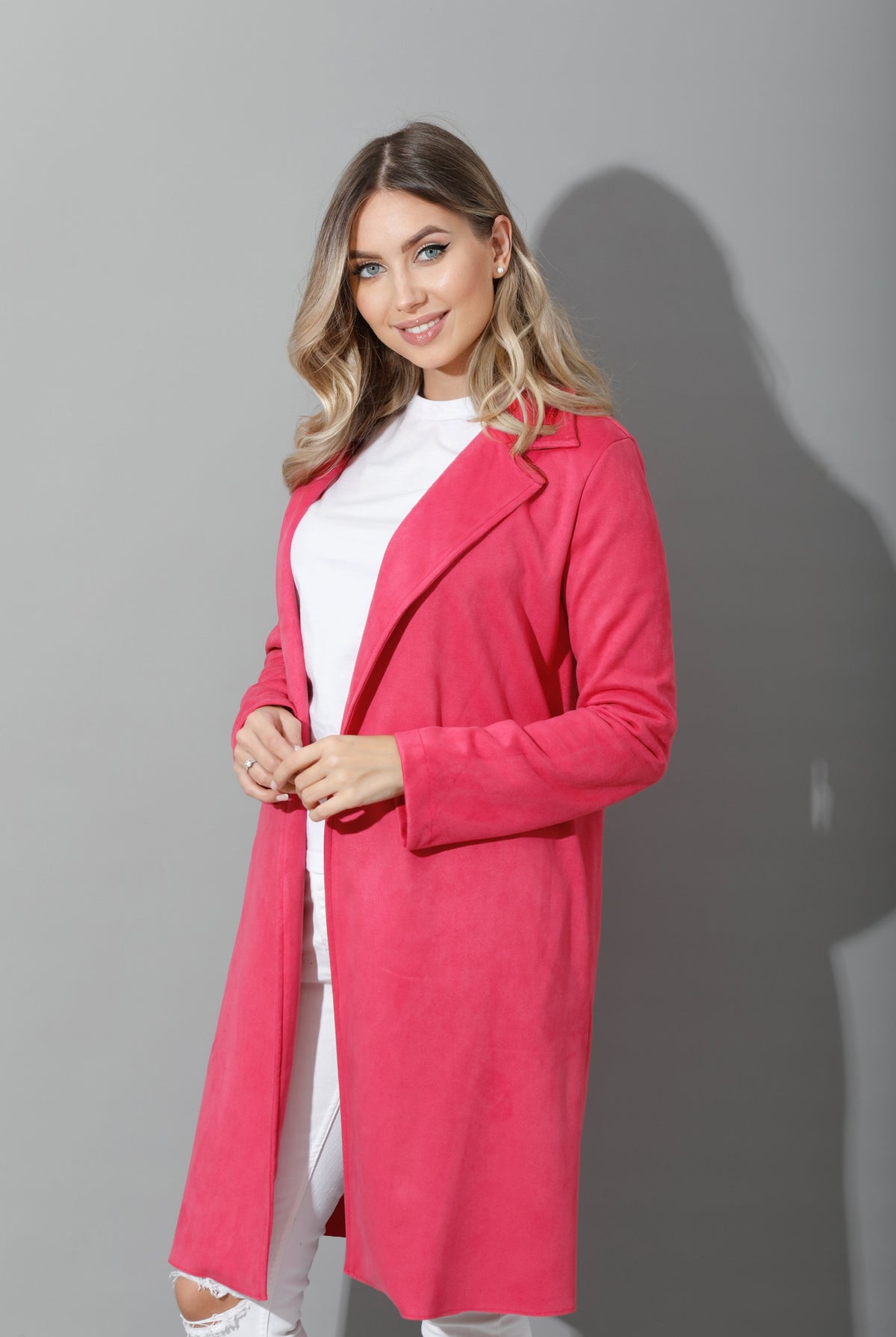 Open Front Cardigan - Pink