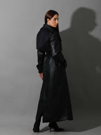 Novie Faux Leather & Suede Trench Coat - Black
