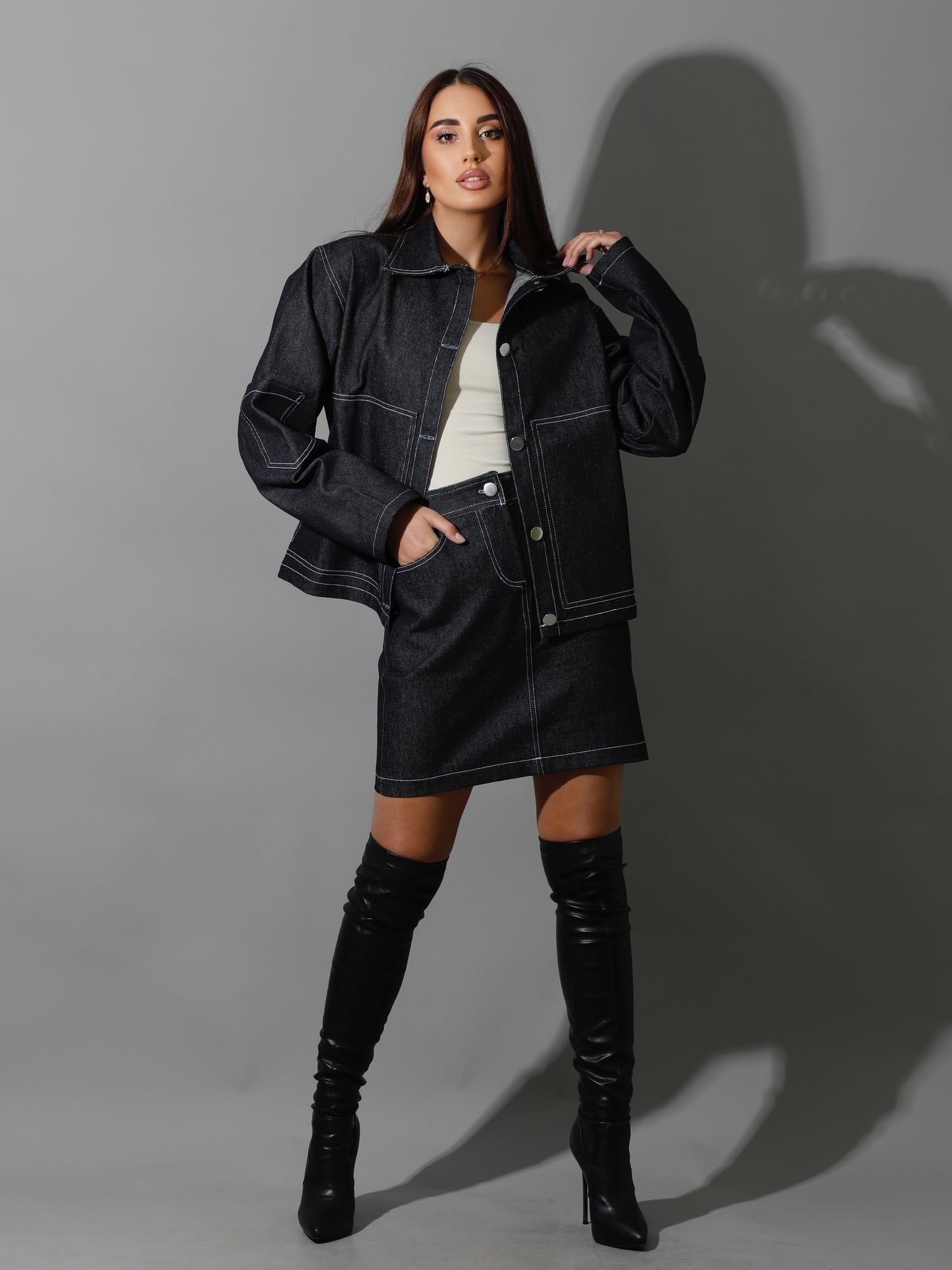 Co-Ord Jeans Short Skirt - Navy Blue