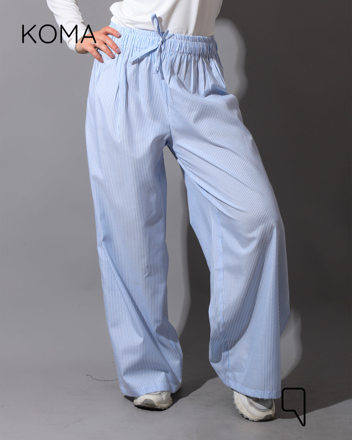 Striped Straight Leg trousers - Striped Baby Blue