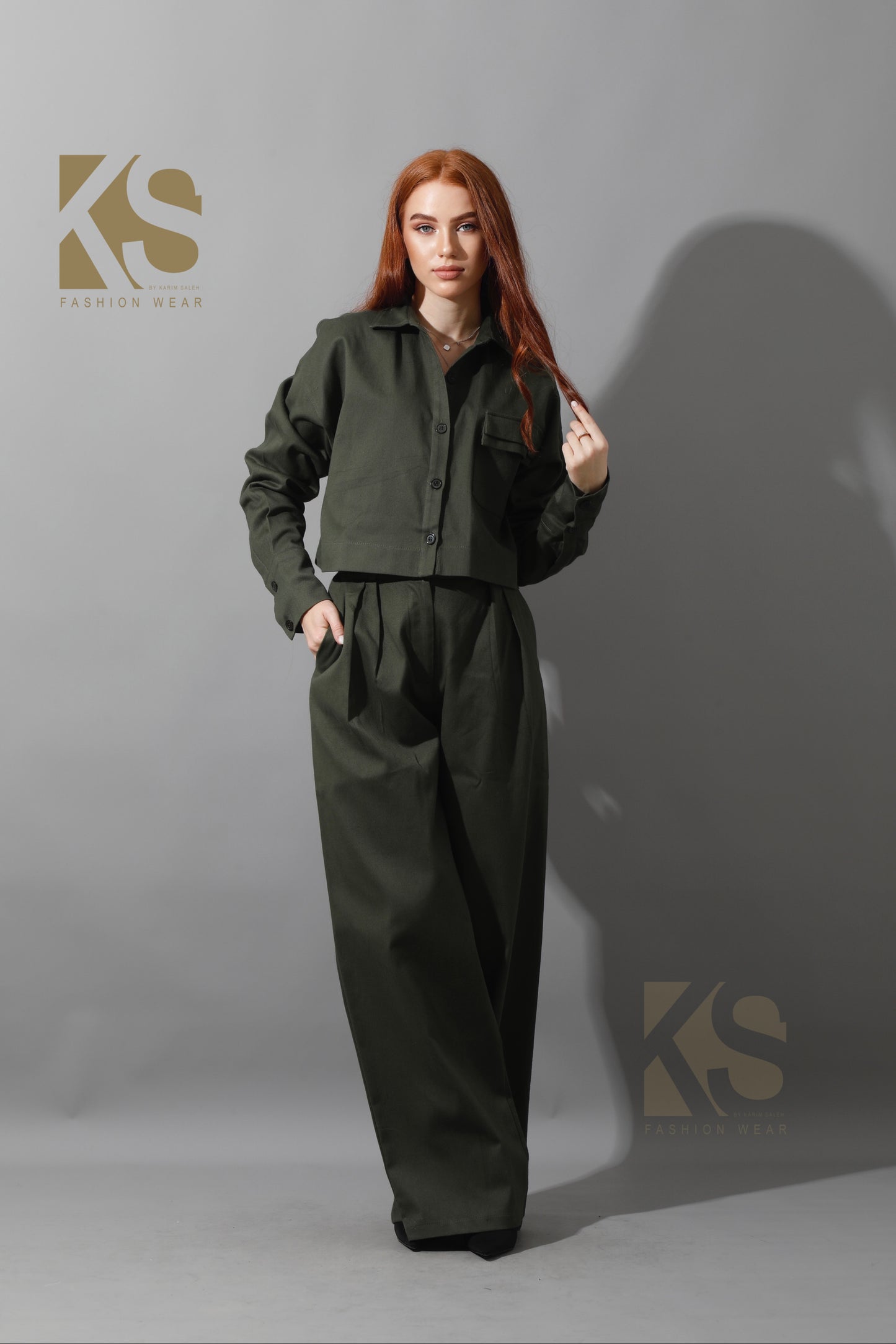 Cropped Lose Shirt - Olive