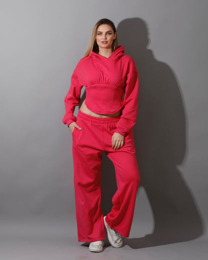 Corset Hoodie & Pants Set - Barbie Pink