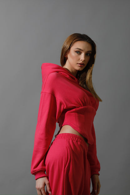 Corset Hoodie Set - Barbie Pink