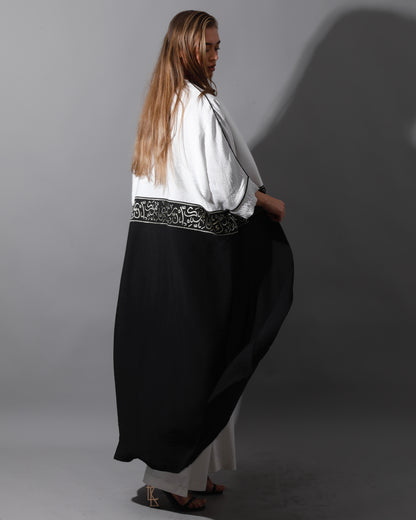 Double Colored Arabic Kaftan - Black & White