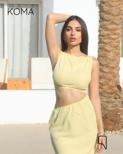 Paulina Cutout Beach Dress - Yellow