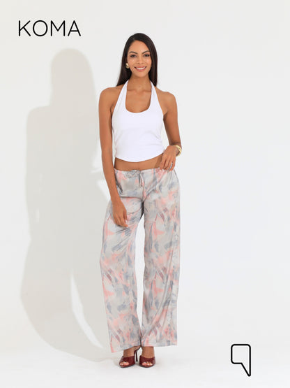 Elsie Lose Fit Trousers - Multicolored Beige￼