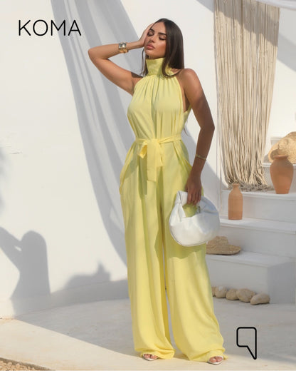 Georgie Sleeveless Wide Leg Jumpsuit - Yellow