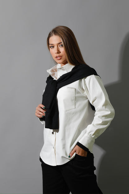 Double Sleeved Shirt - White & Black