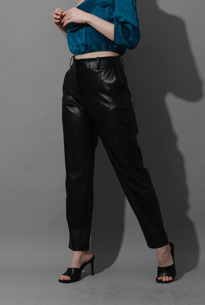 Leather Chino Trousers - Black