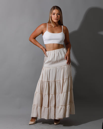 Tied Up Ruffle Skirt - Beige