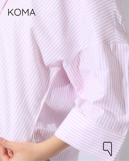 Sloane Striped Shirt With Wide Sleeves - Pink