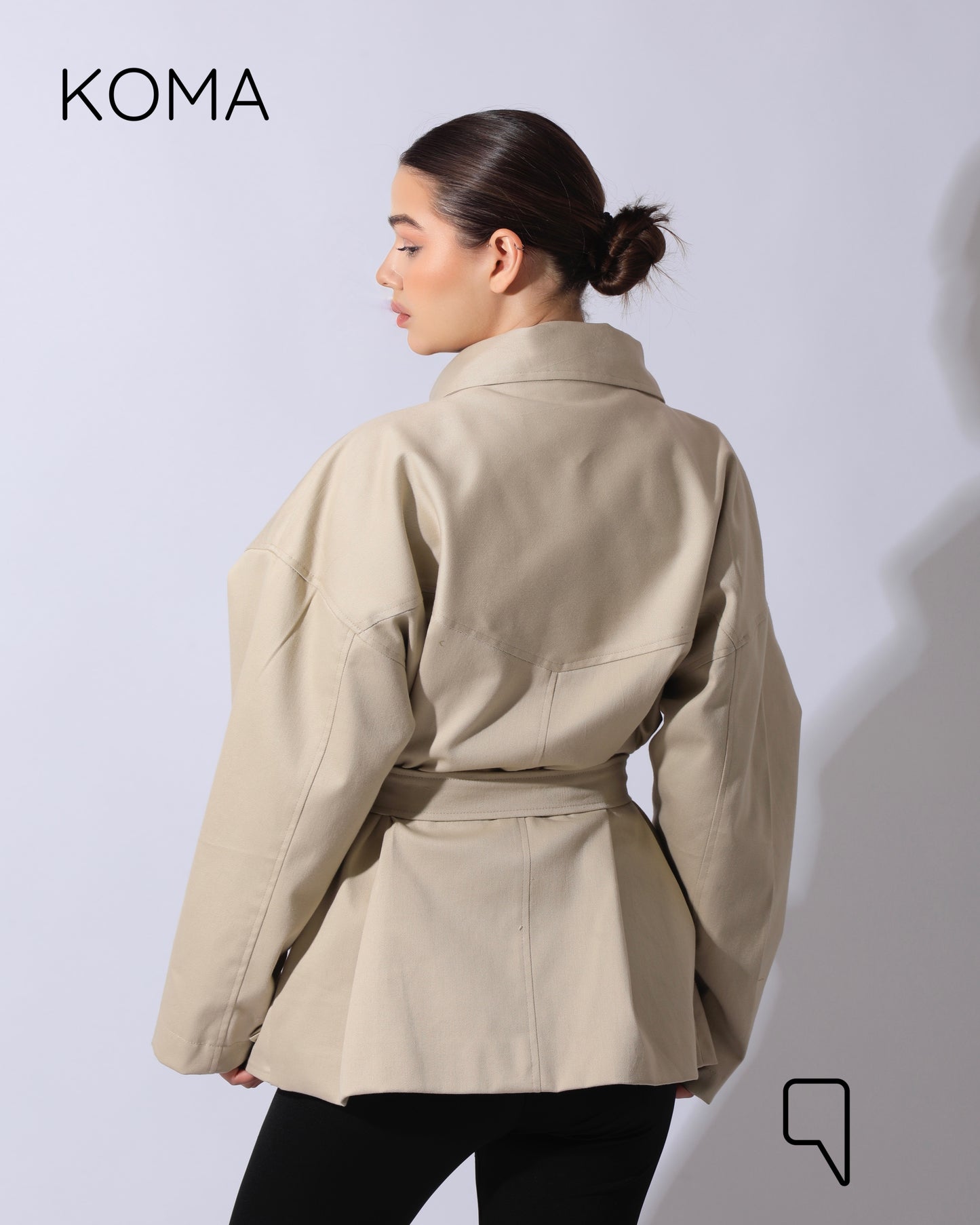 Elizabeth Funnel Neck Trench Coat - Beige