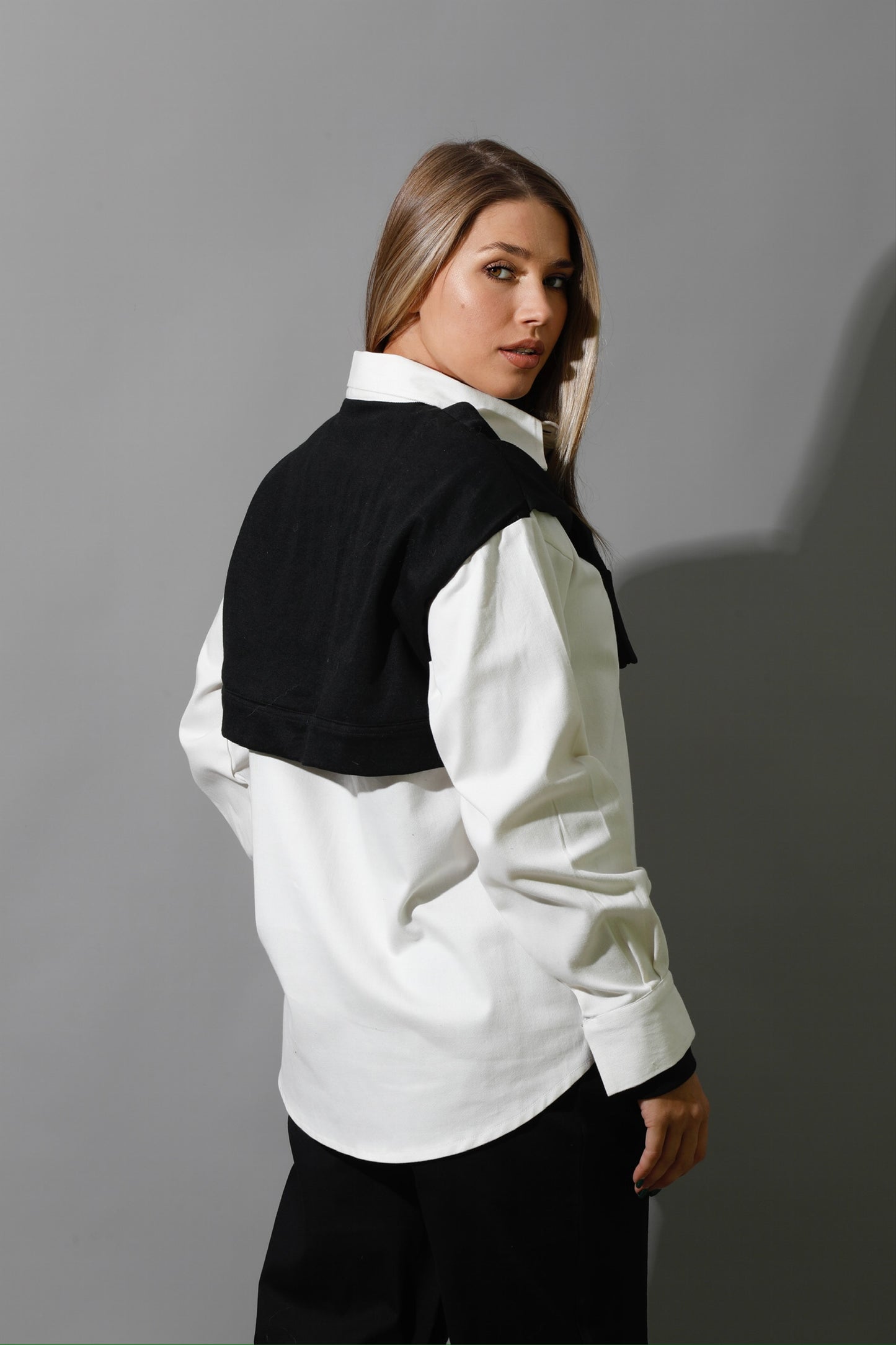 Double Sleeved Shirt - White & Black