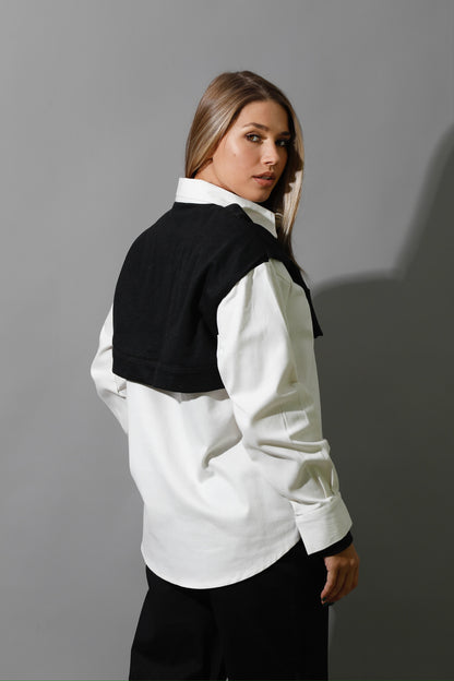 Double Sleeved Shirt - White & Black