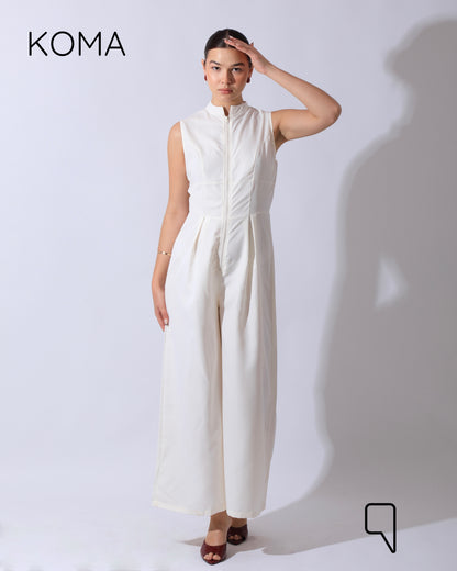 Olivia Sleeveless Wide Leg Jumpsuit - Offwhite