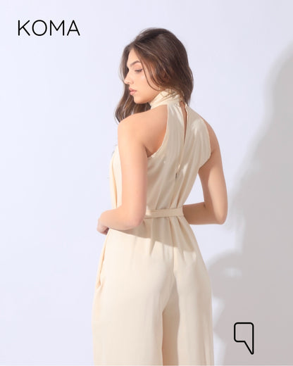 Georgie Sleeveless Wide Leg Jumpsuit - Cream