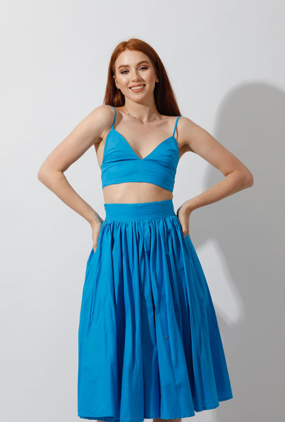 Co-Ord Flared Skirt - Blue