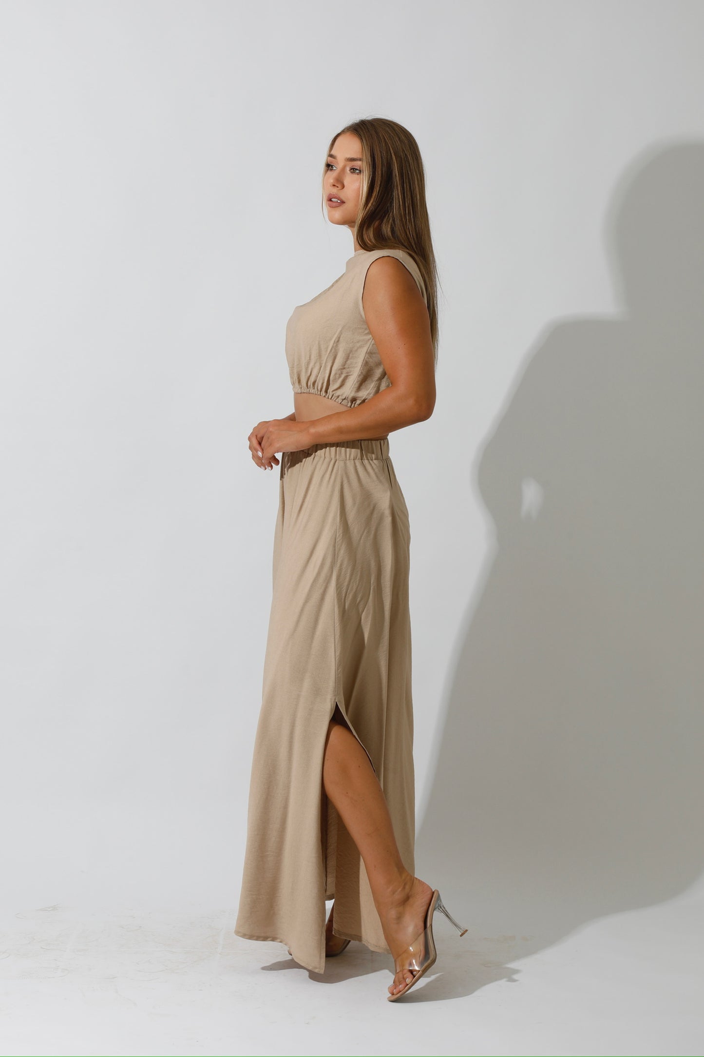 Co-Ord Crop Top - Beige