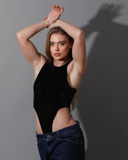 Velvet Body Suit - Black