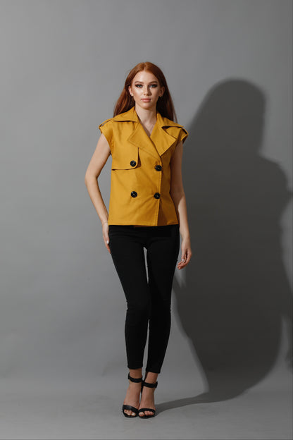 Double Breasted Vest - Mustard